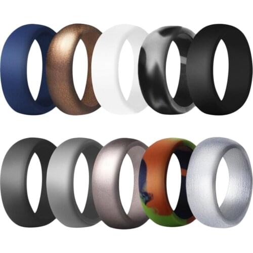 10Pcs Comfort Wedding Ring Silicone Band Active Sport Gym Anniversary Gifts