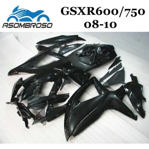 100% Injection mold Fairing kits for Suzuki 2010 2009 2008 GSXR600 K8 GSXR750 GSX R600 08 09 10 all black cheap Fairings parts