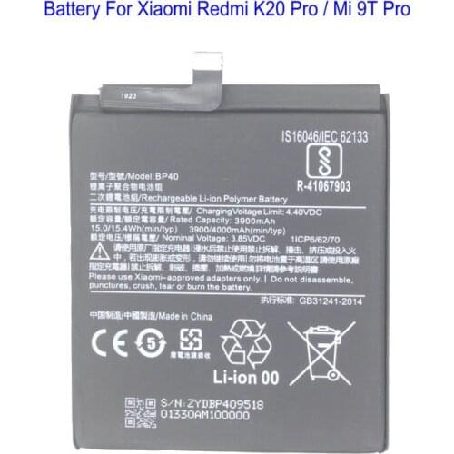 1x 3900 / 4000mAh Replacement Battery BP40 For Xiaomi Redmi K20 Pro / Mi 9T Pro Batteries