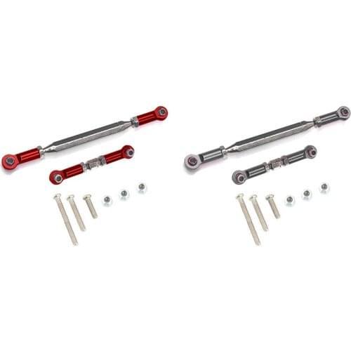 2Pcs Adjustable Steering Linkage Servo Link Pull Rod Turnbuckle for MN D90 MN-90 FJ-45 1/12 RC Car Crawler,Grey & Red