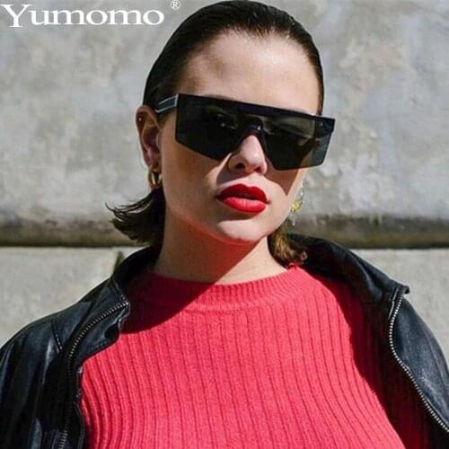 2021 Oversized Square Sunglasses Flat Top Rimless Sun Glasses for Women Men Fashion Luxury One Piece Men Gafas Shade UV400