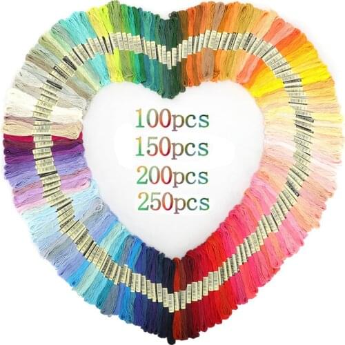 50/100/150/200/250pcs Cross Stitch Threads Floss Random Color Sewing Skeins Embroidery Thread Skein DIY Sewing Tools