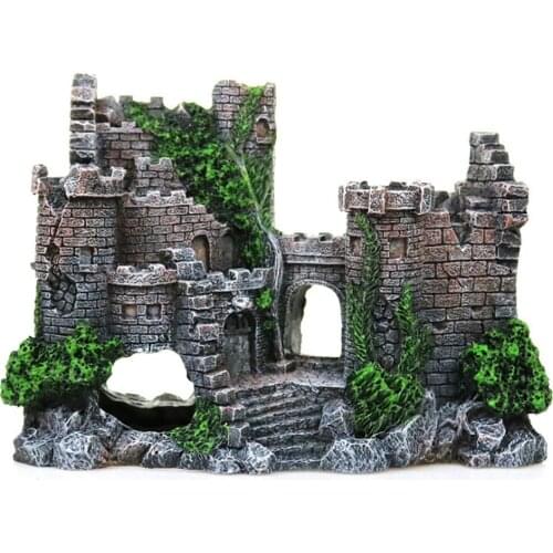 Aquarium Fish Tank Ancient Castle Tower Artificial Landscaping Ornament For Outdoor Gardens Fish Tanks Landscaping Ornament