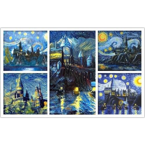 DIY 5D Home Decoration Diamond Embroidery Van Gogh Starry Night Cross Stitch Kit Abstract Oil Painting Castle Resin Hobby Craft
