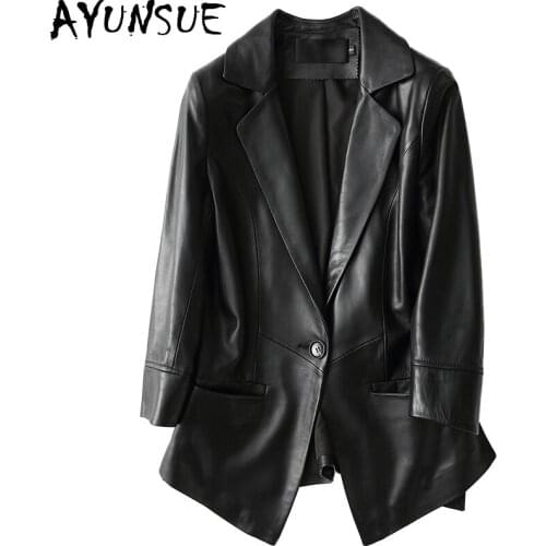 AYUNSUE Casual Women Genuine Leather Jacket 2020 Spring Autumn Natural Sheepskin Coats Real Leather Ladies Jackets HQ16-CJX1601A