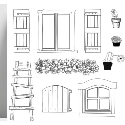 AZSG Window / Door / Ladder Clear Stamps For DIY Scrapbooking/Card Making/Album Decorative Silicone Stamp Crafts
