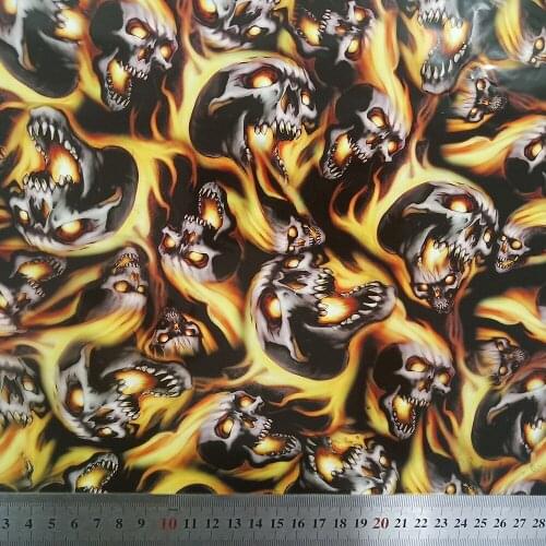 Free shipping 0.5mX2m/10m flame skull hydro dipping film TSKY1483 water transfer prting film