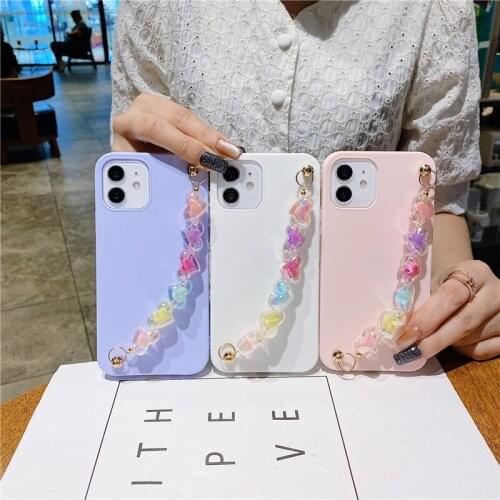 Laser Love Heart bracelet phone case for iphone 12 Pro 11 Pro Max X XS Max XR 7 8 6s Plus SE 2020 Matte Soft cover