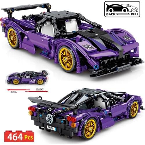 MOC City Mechanical Sports Racing Pull Back Car Model Building Blocks Technical Speed Supercar Vehicle Bricks Toys For Boys Gift