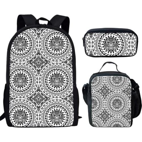 INJERSDESIGNS Teenager School Bags Set Polynesian Traditional Tribal Printing Backpack For Women Men Backpacks Fashion Mochila