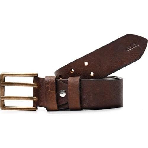 Leather Company Male Leather Jeans Belt Double Hole Tumbled Brown 112502
