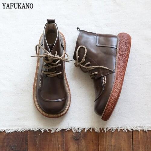 Literary Retro Lace-Up Thick-Soled Big Head Doll Shoes Japanese Casual Short Boots Harajuku Martin Boots Mori Women Ankle Boots