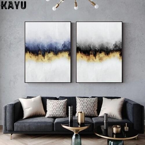 Minimalist Wall Art Poster Black Blue Gold Ink Decorative Canvas Painting Abstract Painting Modern Home Decoration Wall Picture