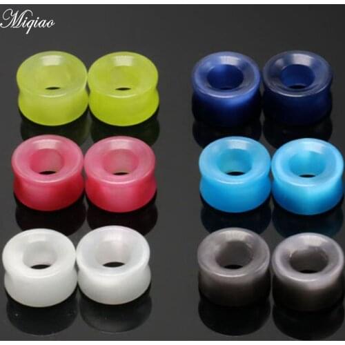 Miqiao 2pcs 6mm-16mm Human Body Piercing Jewelry Six-color Hollow Stone Ear Expander Wide Stick European and American New Style