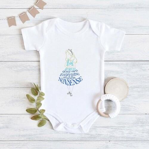Fashion If I Had A World of My Own Everything Would Be Nonsense Alice Graphic Newborn Jumpsuit Leisure White Infant Jumpsuit