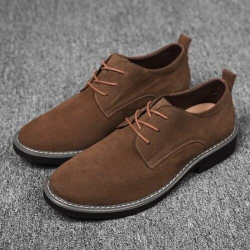 2021 New Fashion Shoes Men Spring Autumn Lace up Luxury Brand Shoes Breathable Cattle Suede Comfy Shoes Office Casual Shoes