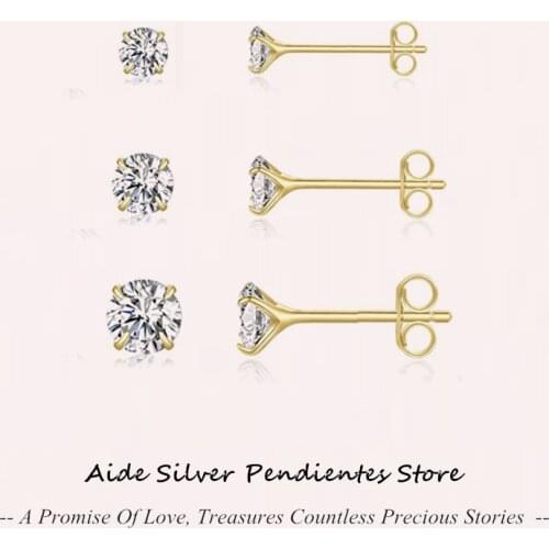 AIDE 2/3/4mm Mini Diamond Stud Earrings Set 925 Sterling Silver Earrings Women 2021 Trend Gold Fine Jewelry Boucle D’oreille