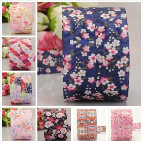 1"25mm new beautiful Japanese flowers ribbon Printed grosgrain ribbon tape,DIY ployester ribbon