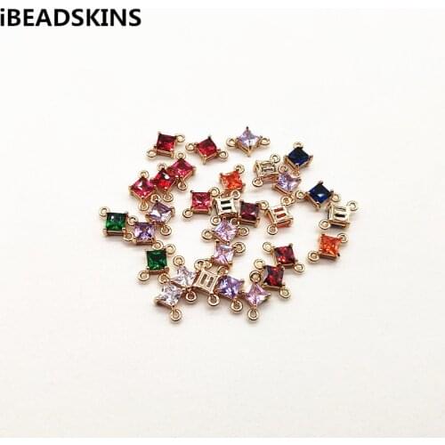 New arrival! 11x7mm 100pcs Copper with Glass rhombus-shape charm for earrings accessories,Earring parts,jewelry making DIY