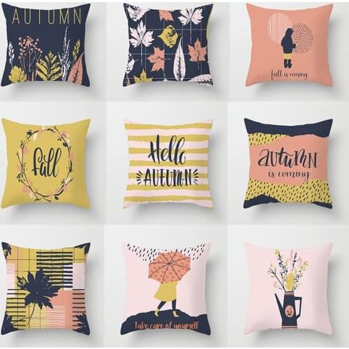 Autumn Cartoon Landscape Series Decorative Pillowcase Cushions for Cojines Decorativos Para Sofa