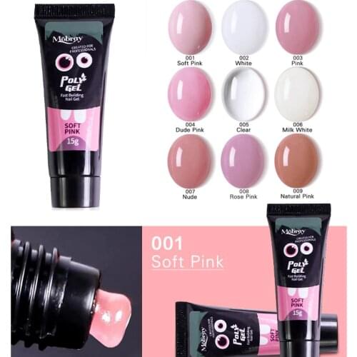 9Color 15ml Soak off Poly Nail Gel UV Acryl Gel Quick Building Finger Extension Nail Gel Camouflage UV LED Hard Builder Gel