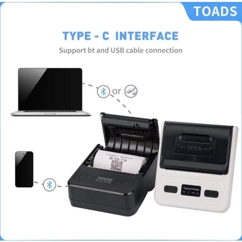 80mm Portable Mini Printer Type-C Bluetooth-Compatible With Phone & Computer Wireless Mobile Phone Thermal Printer For POS Bill