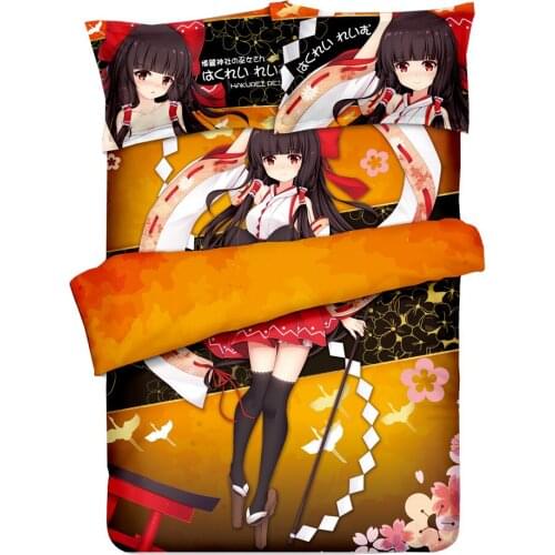 Hakurei Reimu 3D Cartoon Anime Bedding Set Duvet Cover Twin Double Queen King Comforter Bedding Sets Bed Linen