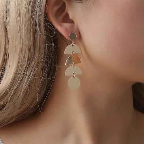 BONLAVIE Ethnic Style Earrings Geometric Elements Sequins Long Tassel Lovely Fish Shaped Earrings