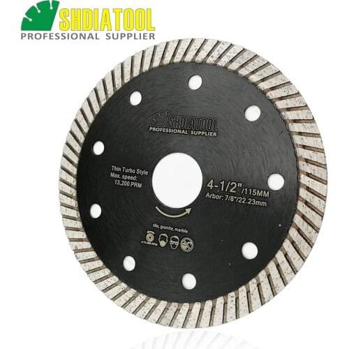 SHDIATOOL 115MM Diamond hot pressed superthin diamond turbo blade 10mm segment height tile stone cutting disc
