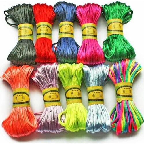 20Meters (2MM) Soft Satin Rattail Silk Macrame Cord Nylon Kumihimo Shamballa For DIY Chinese Knot Tool Hand Stitching Threads