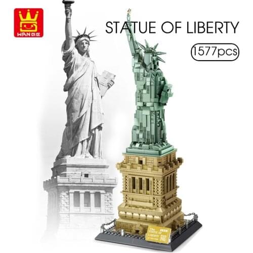 WANGE 1577Pcs Statue Of Liberty Building Blocks World Famous Architecture Model High-tech Educational Toy DIY Gifts For Children