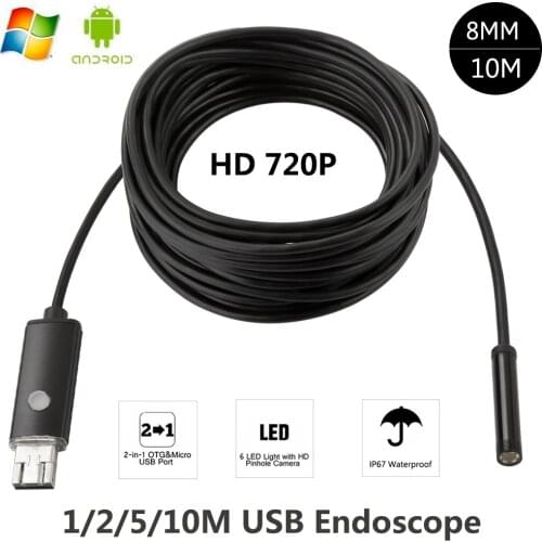 Endoscope 8mm USB Endoscope Android 5M 10M OTG PC USB Endoscopio Mini Endoscope Camera 720P Inspection Waterproof Phone Camera