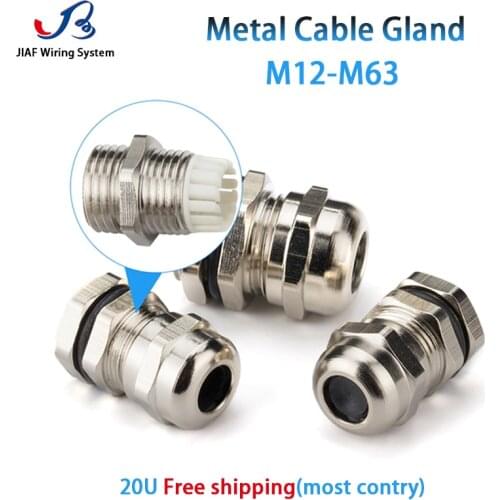 Waterproof Metal Cable Gland M32 Brass Nickel Plated Connector M50 IP68 Cable Joint M12 M16 M10 M25 M40 M5 Wire Lock Connector