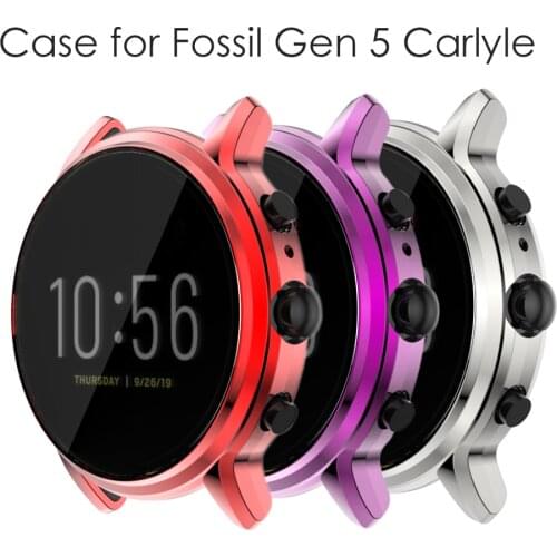 Protective Case for Fossil Gen 5 Carlyle Smart Watch Cases Cover for Fossil Gen 5 Carlyle Smartwatch TPU Plating Cover Woman