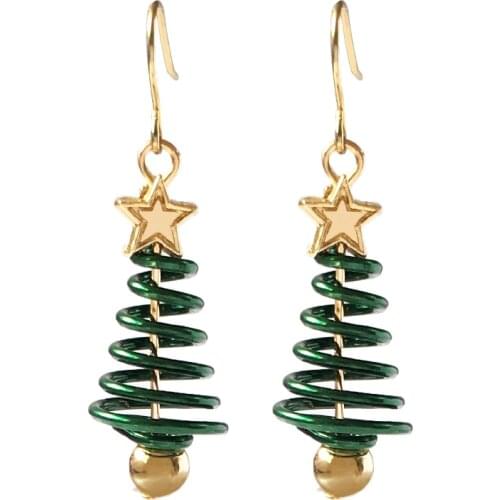 New Fashion Star Christmas Tree Stud Earrings for Women Screw Design Jewelry Girl Gift