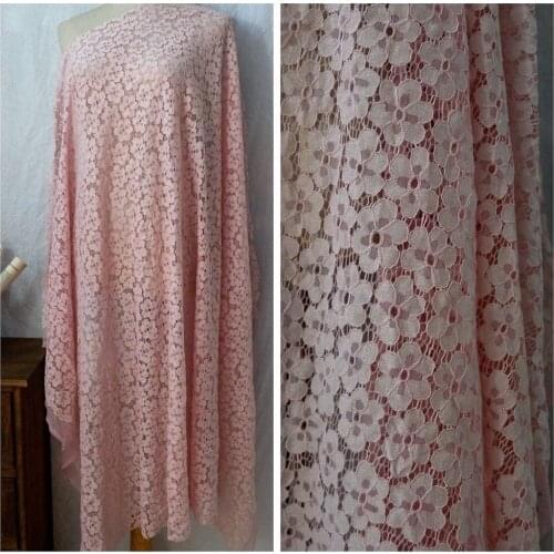 1Y/Lot Hollow Flowers Pink No Elastic Lace Fabric Home Decoration Clothing Skirt Accessories Material