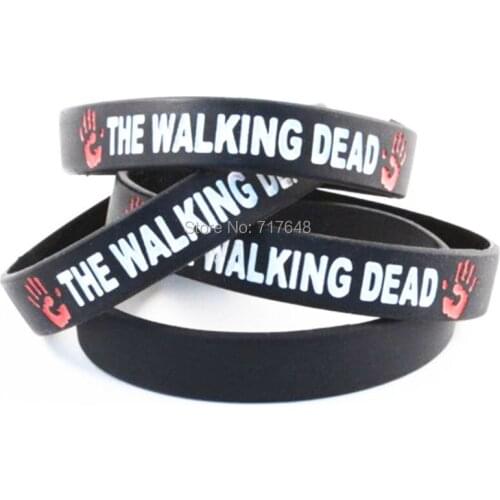 100pcs the walking dead wristband silicone bracelets rubber cuff bangles free shipping by ePacket A