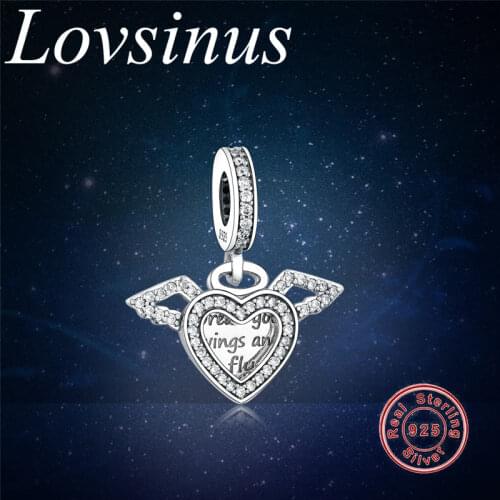 2020 New Heart and Angel Wing Solid Silver Charm Fit Original European Charm Bracelet 925 Sterling Silver Bead Jewelry berloque