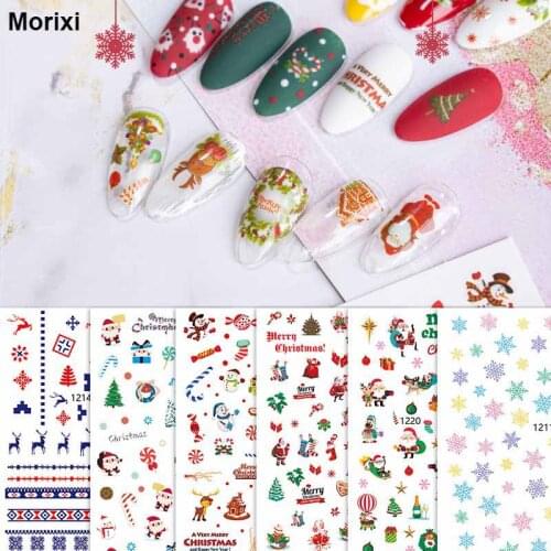 3D nail art sticker for Christmas party children tattoo paper snow man deers gift Santa Claus self adhesive nail strip YJ037