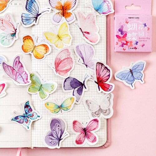 46pcs Butterfly Garden DIY Diary Stickers Paper Lables Gifts Packaging Decor