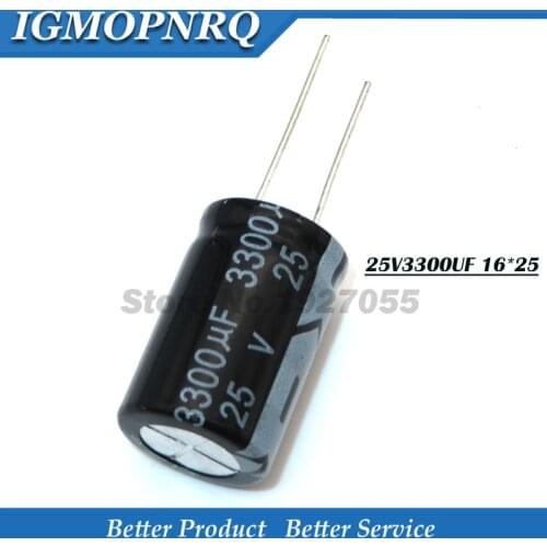 5PCS/lot 25V3300UF 16*25mm 3300UF 25V 16x25 Good quality 3300uf25v Aluminum electrolytic capacitor new