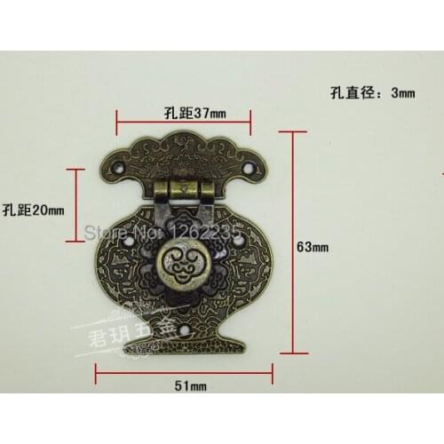 51 * 63mm Furniture Hardware alloy buckle Buckle fortune Antique wooden tea boxes Box buckle Vase lock Wholesale