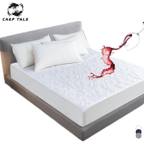 White Solid Color Quilted Embossed Waterproof Mattress Protector Fitted Sheet Style Cover for Mattress Thick Soft Pad for Bed