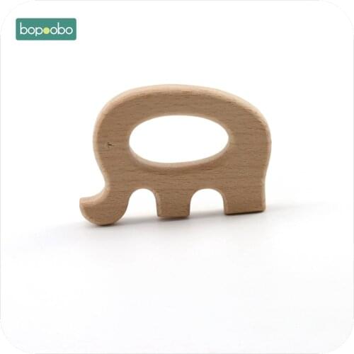 Bopoobo Baby Accessories Wooden Teether 1pc Beech Wooden Elephant DIY Nursing Teething Bracelet Chew Wood Baby Teether