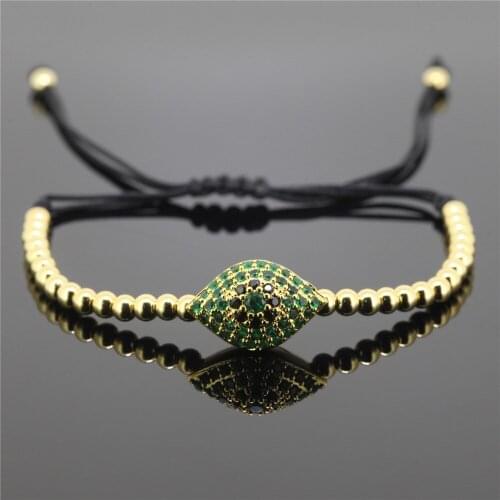 Brand Anil Arjandas Evil Eye Bracelet,Gold-color Tone Micro Pave CZ Pumped eye Beads Briading Men Macrame Bracelets,Jewelry Gift