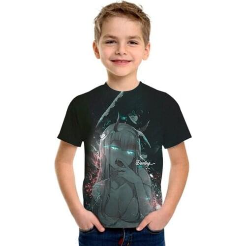 Kids T Shirt DARLING In The FRANXX Zero Two Anime Summer 3d Tops Toddler Tees Clothes Children Clothing Cartoon T-shirts Casual