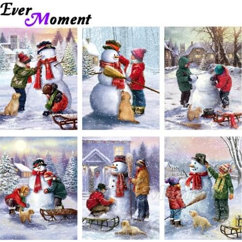 Ever Moment Diamond Painting Christmas Snowman Pictures Artwork 5D Decor Diamond Embroidery Full Square Resin Drills ASF2157