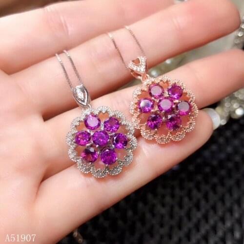 KJJEAXCMY Fine Jewelry 925 sterling silver inlaid natural gemstone aluminum magnesium garnet ladies pendant + necklace support w