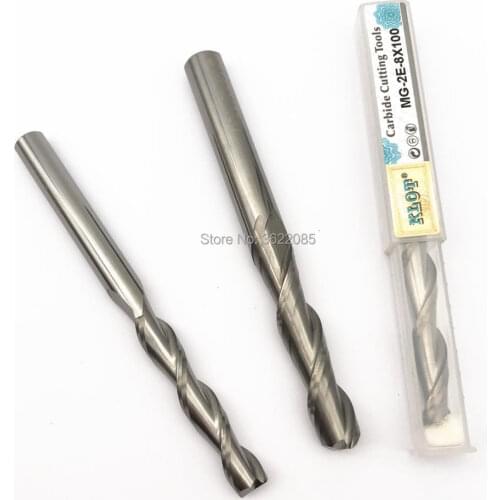 KLOT Solid Carbide End Mill 3mm-16mm Extended Shank 100mm 2-Flute Cutter K10