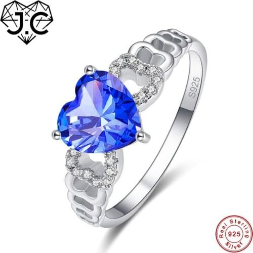 J.C Heart Cut Tanzanite & Mystic Rainbow 925 Sterling Silver Ring Size 6 7 8 9 Women Blue Wedding Fine Jewelry Gift